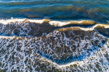 waves on the beach in the late afternoon, Valencia, Spain