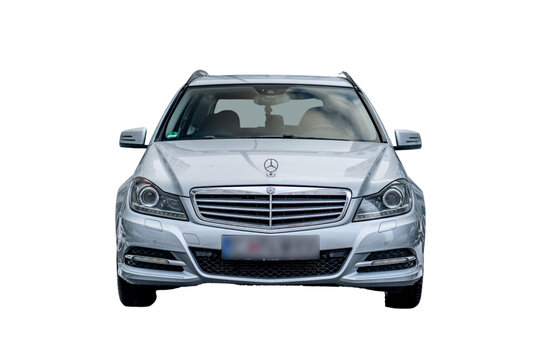 Mercedes Benz C200 Avantgarde - Estate german car, isolated, no background, grey metallic color