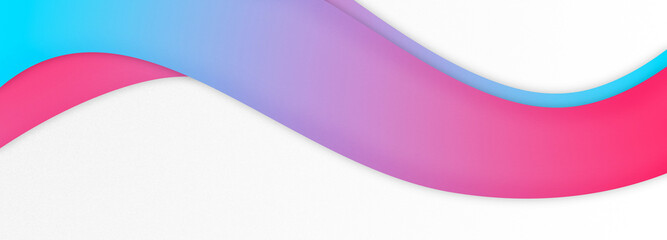 Abstract geometrical white gradient digital web horizontal banner design template blank with place for text . Wavy liquid pink cyan shapes.