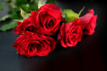 rose bouquet, Valentine's Day, Mother's Day, wedding banner, long panorama beautiful black texture, engagement background, banner for design, postcards, concept of marriage proposal