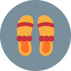 Slippers Multicolor Circle Flat Icon