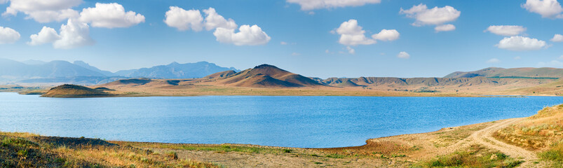 Fototapeta premium Summer evening coastline panorama (Crimea, Ukraine).