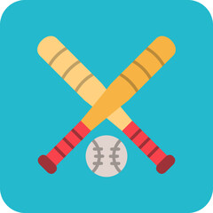Baseball Multicolor Round Corner Flat Icon