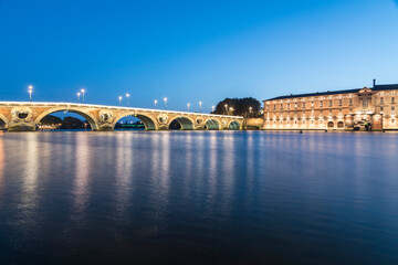 Pont neuf or the new bridge in Toulouse city by sunset