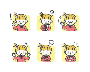 女の子の表情セット　上半身