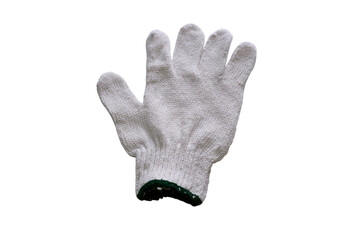Top view of Unbleached Cloth Gloves (Green Rim), Fabric Gloves for Cloth gloves to prevent danger to the hands caused by mechanic work, various handicrafts.