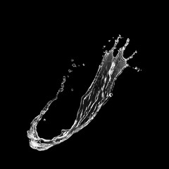 Fototapeta na wymiar Pure Water splash isolated on black background. Royalty high-quality free stock photo image of overlays realistic Clear water splash, Hydro explosion, aqua dynamic motion element spray droplets