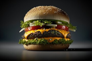 Freshly made cheeseburger. Generative AI