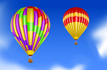 Fototapeta na wymiar colorful hot air balloon with basket isolated 3D illustration