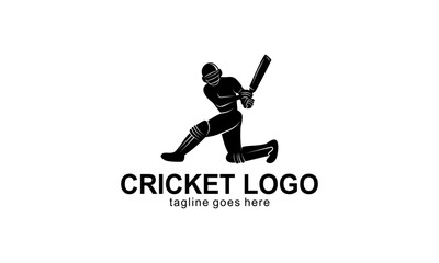 Cricket sport player logo template design
