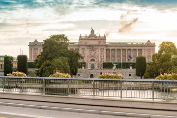 Foto op Canvas View of the swedish royal palace by the sunset in summer in stockholm © TambolyPhotodesign