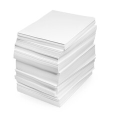 Stack of paper sheets isolated on white