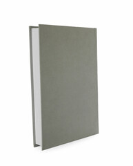 Closed book with grey hard cover isolated on white