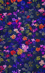 Obraz na płótnie Canvas Colorful background with flowers, illustration, floral pattern, nature backdrop, decoration wallpaper