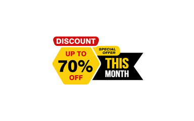 70 Percent THIS MONTH offer, clearance, promotion banner layout with sticker style. 

