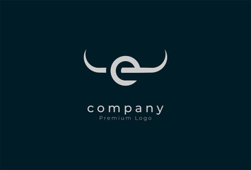 Initial E horn Logo, minimalist letter E with horn design logo, vector illustration