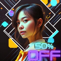 50% off, 50%, off, promotion, sales, 1:1, generated by ai