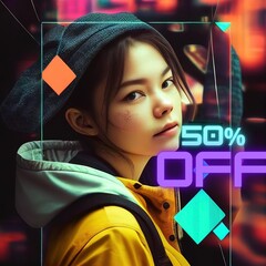 50% off, 50%, off, promotion, sales, 1:1, generated by ai