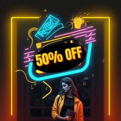 50% off, 50%, off, promotion, sales, 1:1, generated by ai