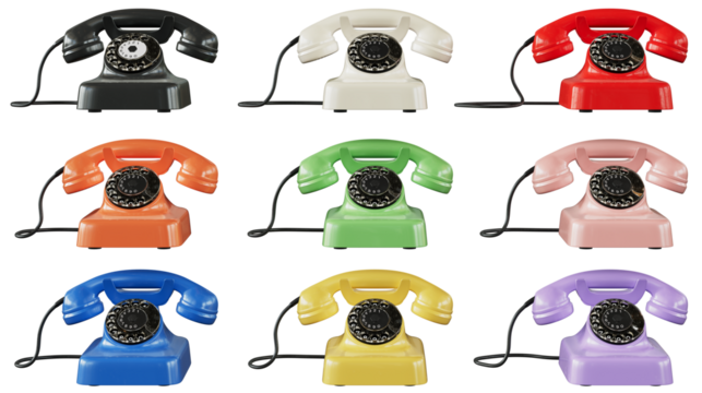 vintage dial-up phone isolated transparent PNG, old telephone