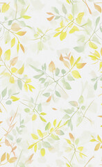 Fototapeta na wymiar Colorful background with leaves, illustration, pattern, nature backdrop, decoration vintage wallpaper