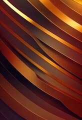 Gold and brown wavy shapes abstract background. Decorative vertical illustration with metalic texture. Shiny material Gold and brown wavy shapes pattern.