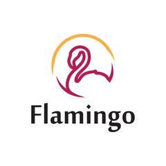 Fototapeta premium Iconic Flamingo logo designs concept vector, Flamingo bird logo template