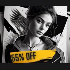 55% off, 55%, off, promotion, sales, 1:1, generated by ai