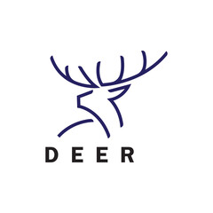 Deer monoline logo design vector template