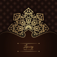 Brown luxury background, with gold mandala ornament