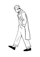 man walking casual style street wear man hand drawn art illustration