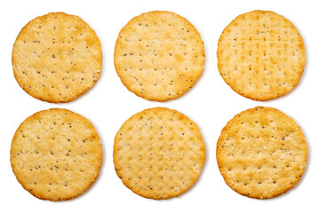 Crackers isolated on white background, Crackers Biscuit on white With clipping path.