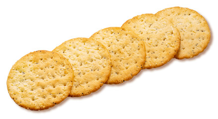 Crackers isolated on white background, Crackers Biscuit on white With clipping path.