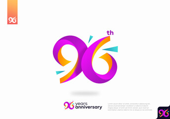Naklejka premium Number 96 logo icon design, 96th birthday logo number, anniversary 96