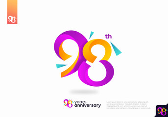Number 98 logo icon design, 98th birthday logo number, anniversary 98