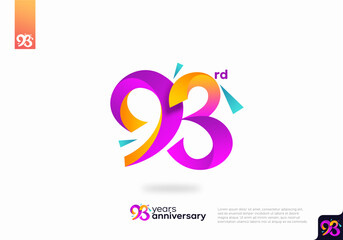 Number 93 logo icon design, 93rd birthday logo number, anniversary 93 - obrazy, fototapety, plakaty