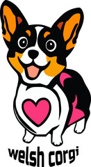 Vector illustration of dog welsh corgi. Design with modern illustration concept style for emblem and shirt printing
