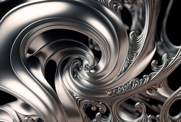 Silver background concept. Textured metal fibers. 3d rendering style. Generative AI illustration