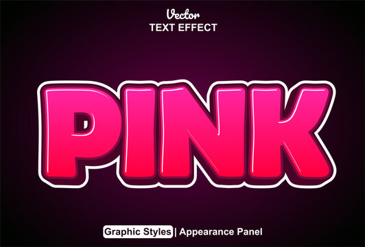 pink text effect with graphic style and editable.