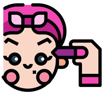 pink hair girl applying makeup clip art preview
