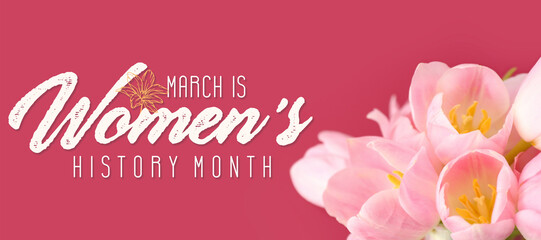 Banner for Women's History Month with beautiful tulips