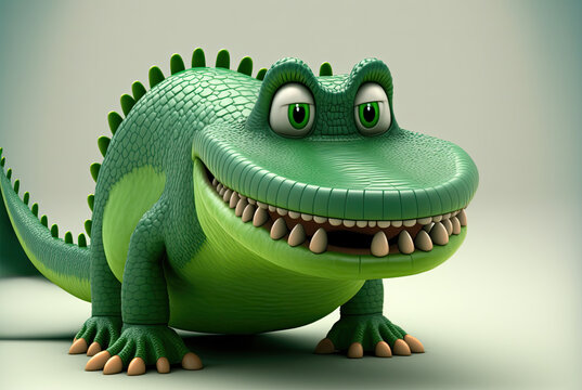 Silly 3D Cartoon Character Alligator