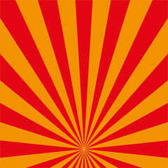 red rays orange background. Vector illustration.
