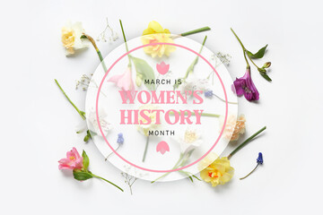 Poster for Women's History Month with beautiful flowers