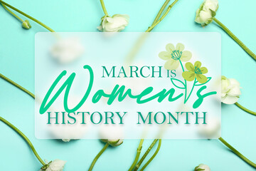 Poster for Women's History Month with beautiful flowers