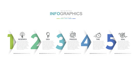 concept 5 successive steps of progressive business development simple infographic design template abstract vector illustration