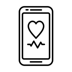Heartbeat Mobile Pulse Tracker Icon Logo Design Vector Template Illustration Sign And Symbol Pixels Perfect