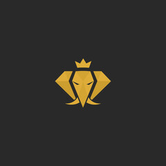 Luxurious style golden diamond elephant logo vector illustration