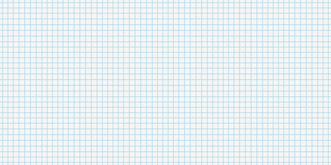 Seamless graph paper texture, plain white background with light blue grid lines pattern. Math, drafting or engineering notebook drawing pad. Education or homework concept or Back to school backdrop.