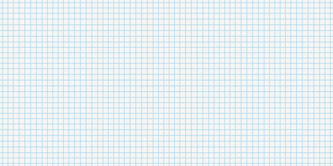 Seamless graph paper texture, plain white background with light blue grid lines pattern. Math, drafting or engineering notebook drawing pad. Education or homework concept or Back to school backdrop.